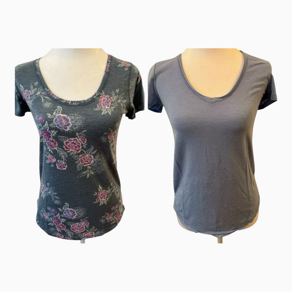 Mudd Gray and Purple Fitted Short Sleeve Tee Set of 2